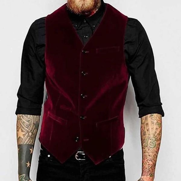 men's vests burgundy velvet vest elegant for men v neck one piece single breasted casual male waistcoat warm clothing 2021, Black;white
men's vests burgundy velvet vest elegant for men v neck one piece single breasted casual male waistcoat warm clothing 2021, Black;white