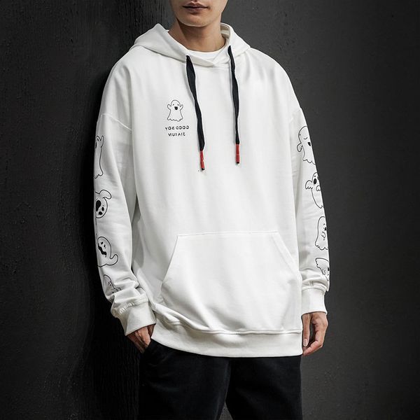 hooded autumn loose men's large fashion casual printed sweater, Black
hooded autumn loose men's large fashion casual printed sweater, Black