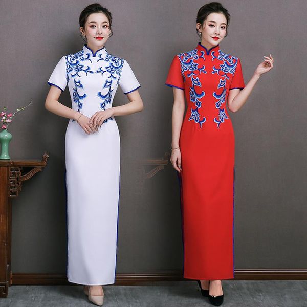 women elegant mandarin collar qipao exquisite appliques trim chinese formal party dress short sleeve long novelty cheongsam ethnic clothing, Red
women elegant mandarin collar qipao exquisite appliques trim chinese formal party dress short sleeve long novelty cheongsam ethnic clothing, Red