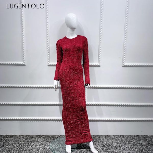 casual dresses lugentolo women dress super elastic slim fashion autumn winter simple bottoming round neck female long, Black;gray
casual dresses lugentolo women dress super elastic slim fashion autumn winter simple bottoming round neck female long, Black;gray