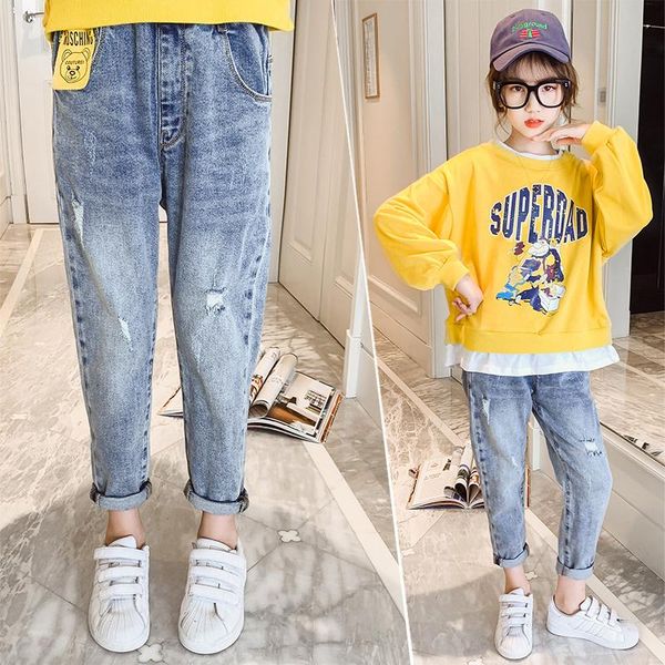 jeans 2021 kids pants baby girls autumn denim ripped broken hole cotton soft student clothes bear pencil, Blue
jeans 2021 kids pants baby girls autumn denim ripped broken hole cotton soft student clothes bear pencil, Blue