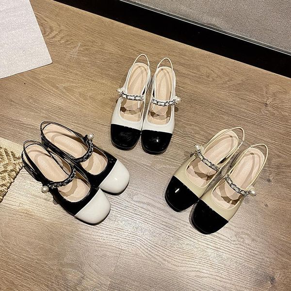 sandals high heels women 2021 spring and autumn square head mary jane women's shoes retro single summer, Black 
sandals high heels women 2021 spring and autumn square head mary jane women's shoes retro single summer, Black