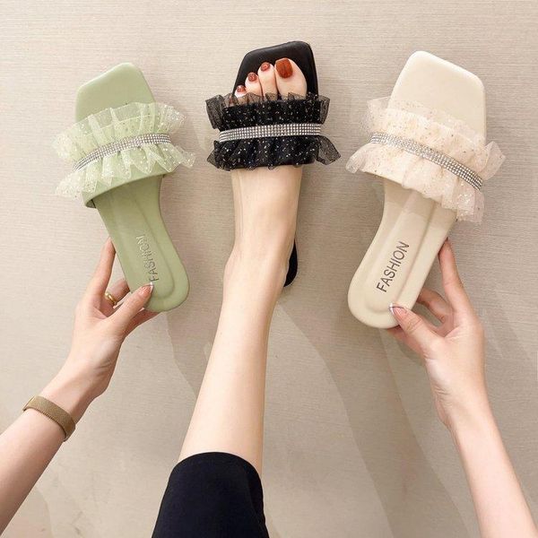 slippers low flat shoes female woman's slides 2021 soft summer beach pu riband synthetic fabric hoof heels basic, Black
slippers low flat shoes female woman's slides 2021 soft summer beach pu riband synthetic fabric hoof heels basic, Black