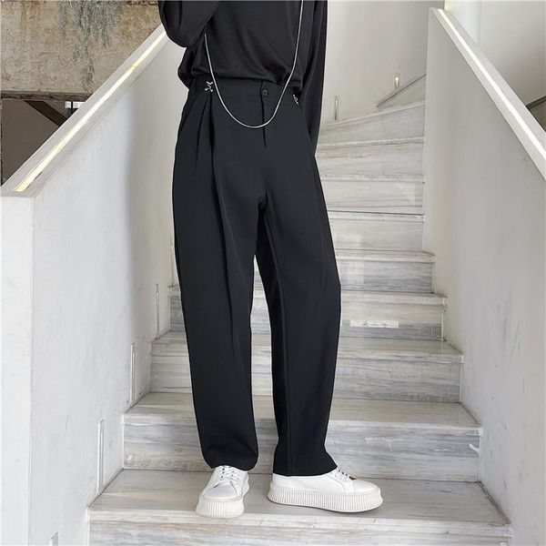 men's suits & blazers man streetwear fashion straight suit pants pant men double-side metal hook decoration loose casual black white tr, White;black
men's suits & blazers man streetwear fashion straight suit pants pant men double-side metal hook decoration loose casual black white tr, White;black