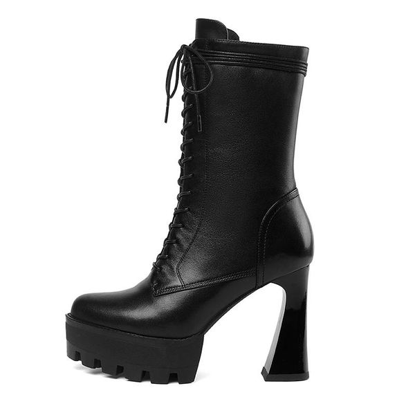 boots fashion winter pure color round toe elegant cross tied motercycle chunky heels ankle, Black
boots fashion winter pure color round toe elegant cross tied motercycle chunky heels ankle, Black