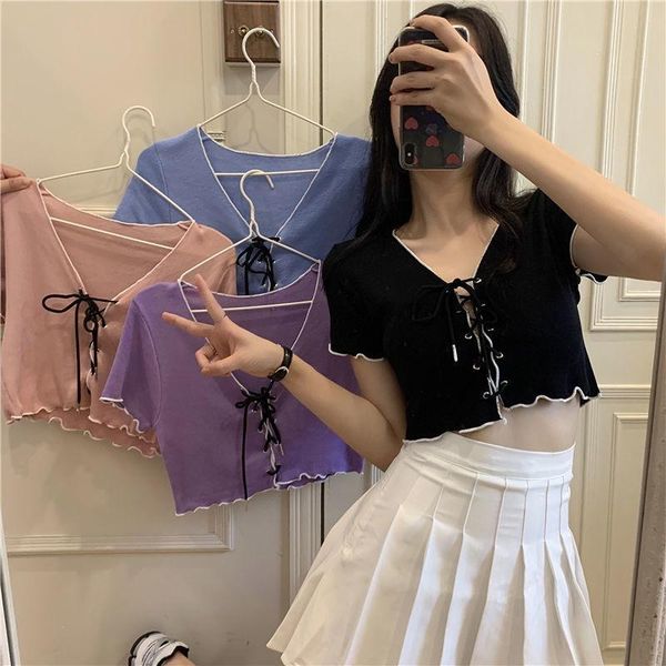 women's t-shirt woman tshirts knitted v-neck spring/summer 2021 short-sleeved for women crop mujer camisetas, White
women's t-shirt woman tshirts knitted v-neck spring/summer 2021 short-sleeved for women crop mujer camisetas, White