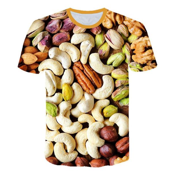 men's t-shirts summer delicious nuts and women's short-sleeved 3d graphic t-shirt harajuku streetwear 2021, White;black 
men's t-shirts summer delicious nuts and women's short-sleeved 3d graphic t-shirt harajuku streetwear 2021, White;black