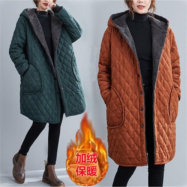 women's jackets winter chaqueta casual cotton padded clothes quilted velvet thickening cold-proof soft hooded coat jacket, Black;brown
women's jackets winter chaqueta casual cotton padded clothes quilted velvet thickening cold-proof soft hooded coat jacket, Black;brown