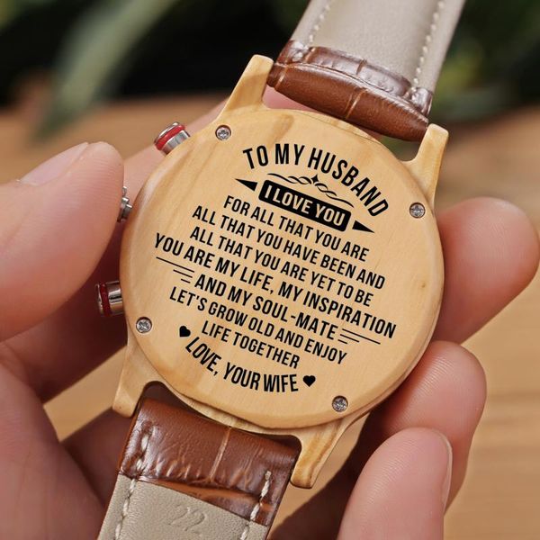 wristwatches to my husband personality engraved watch clock male quartz kol saati present a s for men lovers souvenir, Slivery;brown
wristwatches to my husband personality engraved watch clock male quartz kol saati present a s for men lovers souvenir, Slivery;brown
