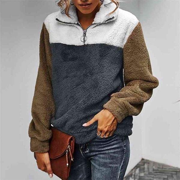 fleece sweatshirt womens autumn winter women's splicing pullover thick plush sweater loose coat sweatshirt women full 210508, Black
fleece sweatshirt womens autumn winter women's splicing pullover thick plush sweater loose coat sweatshirt women full 210508, Black