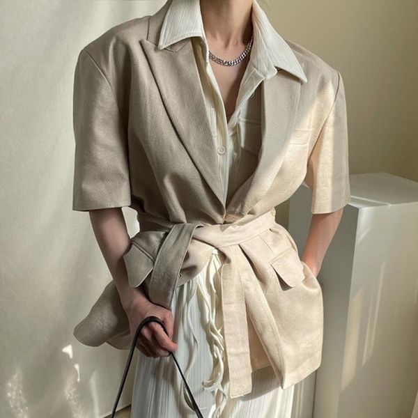 korean summer retro lapel two buckle straps waist loose casual suit short jacket women women's suits & blazers, White;black
korean summer retro lapel two buckle straps waist loose casual suit short jacket women women's suits & blazers, White;black