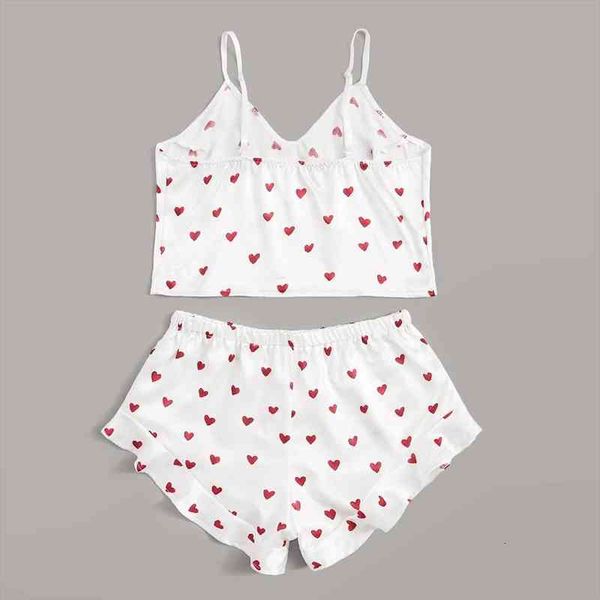 pijamas de mujer women heart print satin camisole pajamas ruffled flounce shorts lingerie set female nightwear, Black;red
pijamas de mujer women heart print satin camisole pajamas ruffled flounce shorts lingerie set female nightwear, Black;red