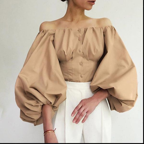 deat autumn arrivals slash neck womens shirts long lantern sleeve strapless single breasted buttons slim shirt women mj866, White
deat autumn arrivals slash neck womens shirts long lantern sleeve strapless single breasted buttons slim shirt women mj866, White