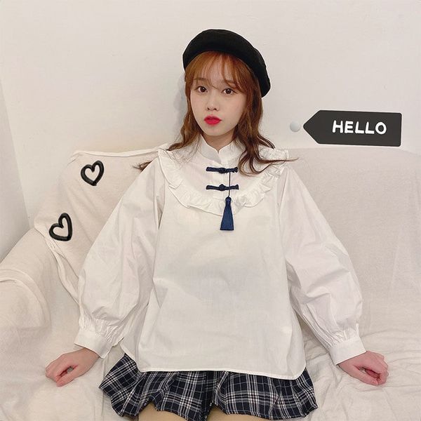 chinese style clothing women blouses 2021 new solid stand puffy sleeve button loose casual wild female fashion shirts 12067, Red
chinese style clothing women blouses 2021 new solid stand puffy sleeve button loose casual wild female fashion shirts 12067, Red