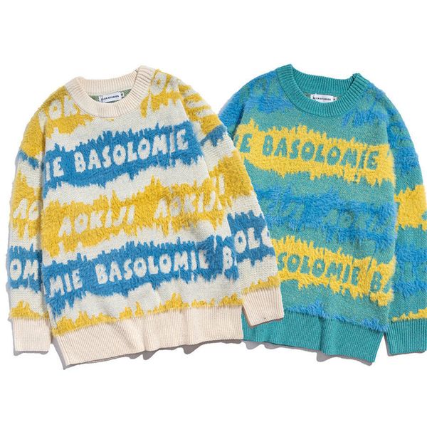 men's sweaters and women's striped sweaters, harajuku warm loose soft, casual fashionable, korean sweaters, White;black 
men's sweaters and women's striped sweaters, harajuku warm loose soft, casual fashionable, korean sweaters, White;black