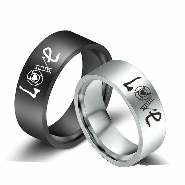us fireman symbol love letter couple rings stainless steel band gifts size 6-13, Silver
us fireman symbol love letter couple rings stainless steel band gifts size 6-13, Silver