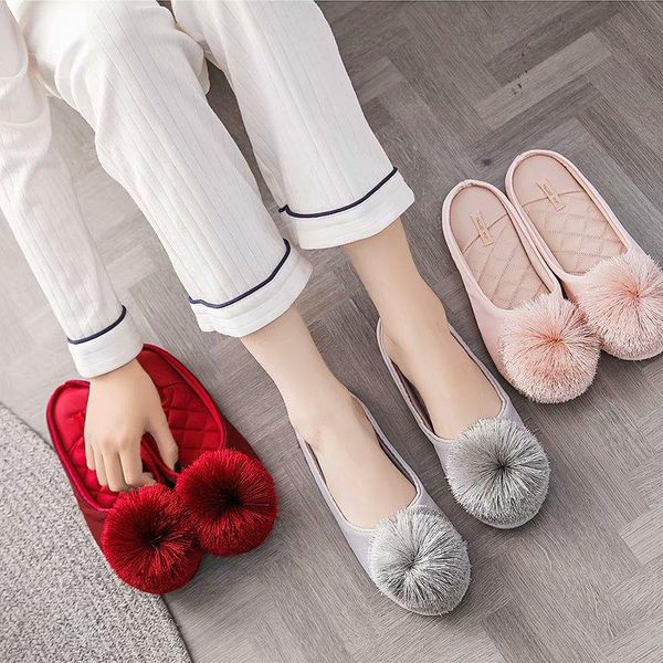 elegant women house slippers tassel-ball pom-pom home bedroom flat shoes non-slip solid indoor ladies slides mules, Black
elegant women house slippers tassel-ball pom-pom home bedroom flat shoes non-slip solid indoor ladies slides mules, Black