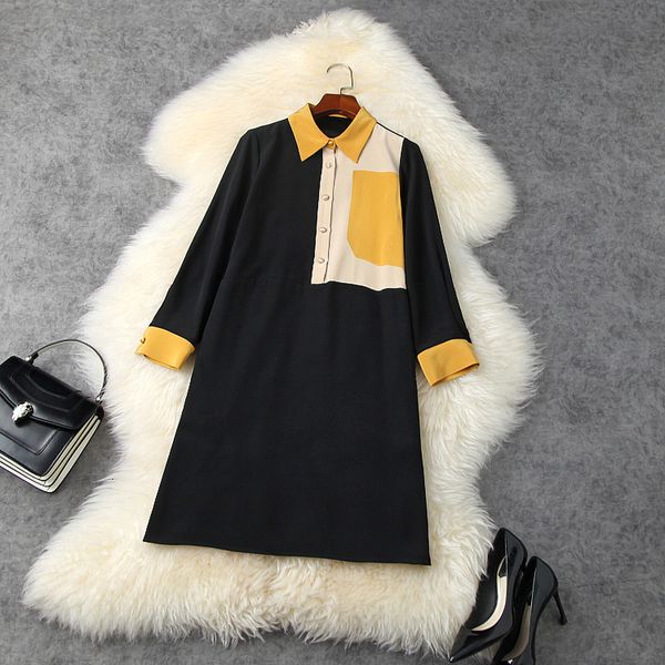 casual dresses spring 4/5 sleeve lapel neck black contrast color panelled buttons knee-length dress elegant loose ld30t11740 pwk4, Black;gray
casual dresses spring 4/5 sleeve lapel neck black contrast color panelled buttons knee-length dress elegant loose ld30t11740 pwk4, Black;gray