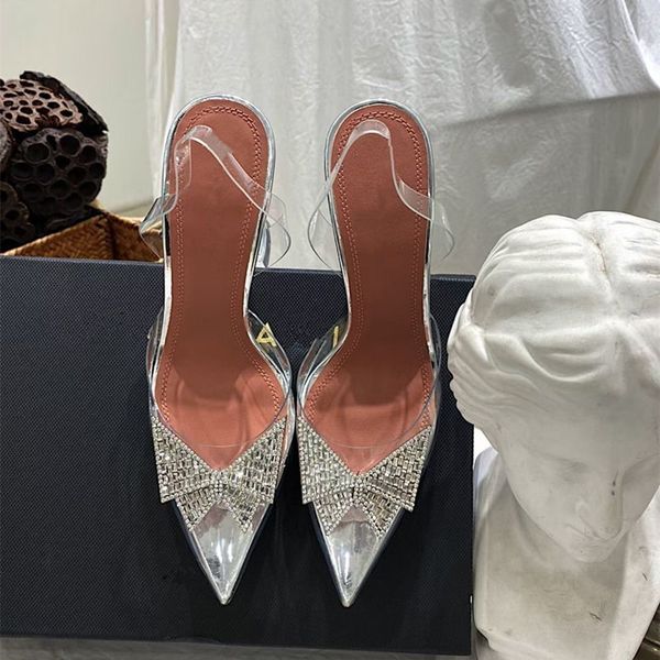 lady fashion women sandals pvc transparent rhinestone crystal bow slingback strappy shoes high heels thin heeled pumps, Black
lady fashion women sandals pvc transparent rhinestone crystal bow slingback strappy shoes high heels thin heeled pumps, Black