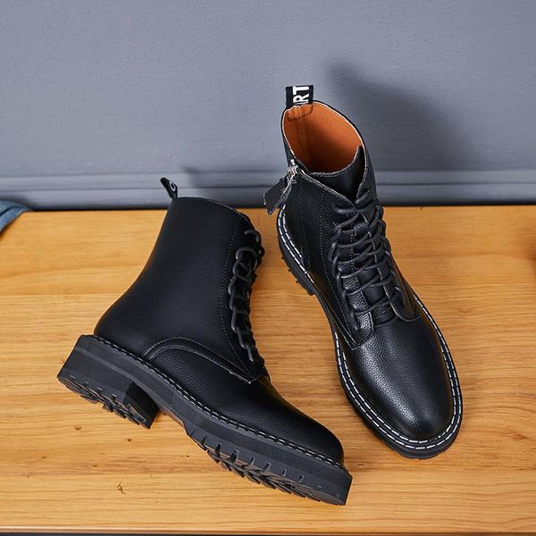 boots women's soft leather shoes autumn winter 2021 plush children's, Black