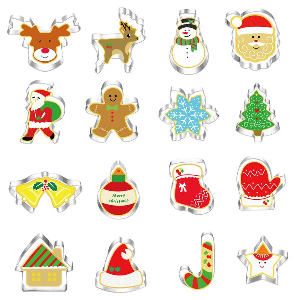 fashion accessories mould 3d christmas cookie cutters set 16pcs stainless steel cutting mold pastry biscuit cake baking party, Silver
fashion accessories mould 3d christmas cookie cutters set 16pcs stainless steel cutting mold pastry biscuit cake baking party, Silver