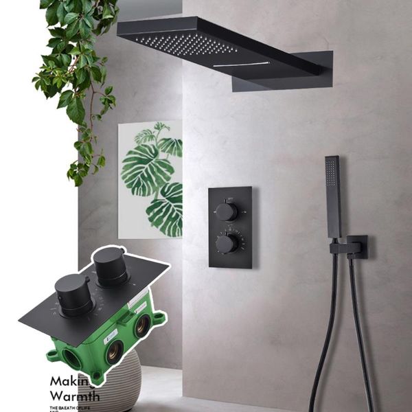 onyzpily black thermostatic shower faucets set rain waterfall head with 3-way mixer tap bath faucet bathroom sets
onyzpily black thermostatic shower faucets set rain waterfall head with 3-way mixer tap bath faucet bathroom sets