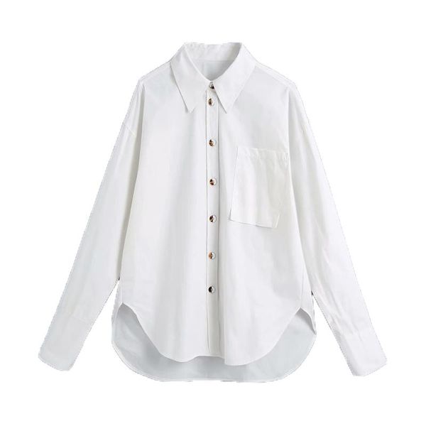 women's blouses & shirts stylish elegant pocket oversized women fashion lapel collar long sleeve ladies office wear, White
women's blouses & shirts stylish elegant pocket oversized women fashion lapel collar long sleeve ladies office wear, White