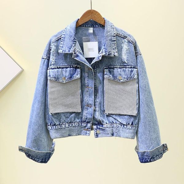 women's jackets spring autumn loose jeans coat lady heavy industry bright diamond pocket denim jacket fashion short jean, Black;brown
women's jackets spring autumn loose jeans coat lady heavy industry bright diamond pocket denim jacket fashion short jean, Black;brown