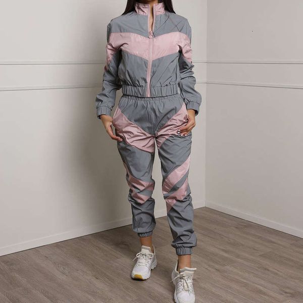 women's tracksuits stitching summer reflective luminous sports leisure suit 2-piece set, Gray
women's tracksuits stitching summer reflective luminous sports leisure suit 2-piece set, Gray
