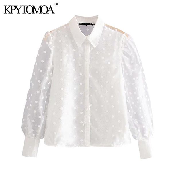 women's blouses & shirts kpytomoa women 2021 fashion polka dot see through vintage lapel collar long sleeve female chic, White
women's blouses & shirts kpytomoa women 2021 fashion polka dot see through vintage lapel collar long sleeve female chic, White