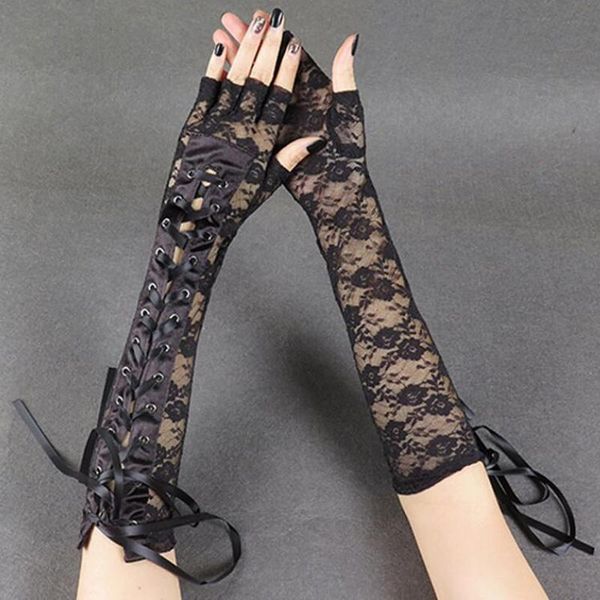 five fingers gloves lace woman' thin long hollow elasticity nightclub punk half finger temptation ribbon rivet cceremonial mittens m53, Blue;gray
five fingers gloves lace woman' thin long hollow elasticity nightclub punk half finger temptation ribbon rivet cceremonial mittens m53, Blue;gray