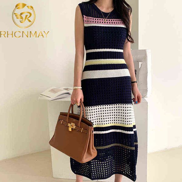 new summer fashion hollow out knitted dresses women sleeveless striped patchwork sweater mermaid dress vintage g1214, Black;gray
new summer fashion hollow out knitted dresses women sleeveless striped patchwork sweater mermaid dress vintage g1214, Black;gray
