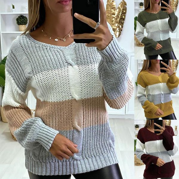 women's sweaters women knitted sweater long sleeve v neck color contrast twist loose casual 2021 pullover autumn winter fashion wild, White;black
women's sweaters women knitted sweater long sleeve v neck color contrast twist loose casual 2021 pullover autumn winter fashion wild, White;black