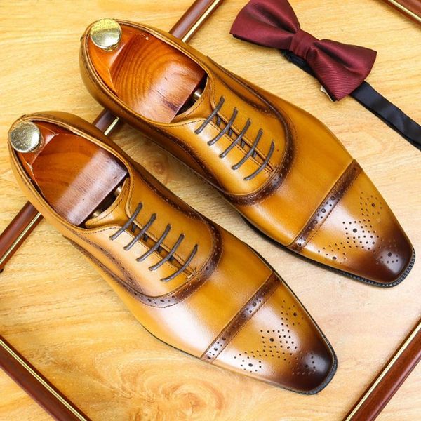 dress shoes italian designer genuine leather men's banquet wedding oxfords square toe man formal semi brogues medallion fwl270, Black
dress shoes italian designer genuine leather men's banquet wedding oxfords square toe man formal semi brogues medallion fwl270, Black