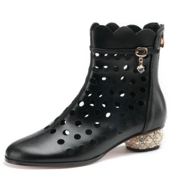 genuine leather women summer boots rouned toe low heels pumps female back zipper fashion party ankle large size 42 43 44, Black
genuine leather women summer boots rouned toe low heels pumps female back zipper fashion party ankle large size 42 43 44, Black