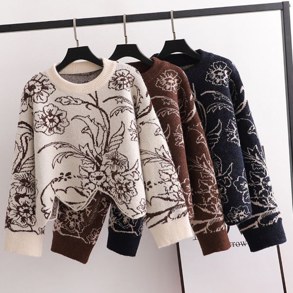 women's knits & tees winter women sweater pullovers irregular hem wave oversized jumpers korean loose knitted cropped, White
women's knits & tees winter women sweater pullovers irregular hem wave oversized jumpers korean loose knitted cropped, White