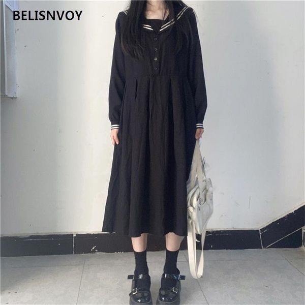 japanese harajuku black girl's vintage lolita dress autumn spring sailor collar preppy style women chic casual midi 210520, Black;gray
japanese harajuku black girl's vintage lolita dress autumn spring sailor collar preppy style women chic casual midi 210520, Black;gray