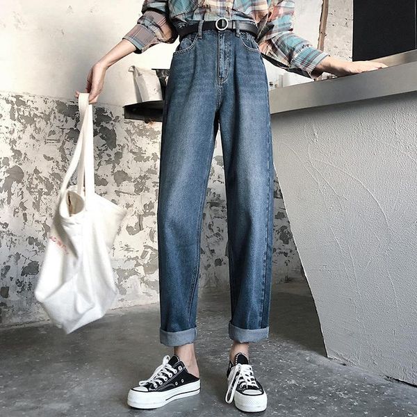 women's jeans black womens loose casual pants korean style denim lady high waist slim quality aesthetic women trousers, Blue
women's jeans black womens loose casual pants korean style denim lady high waist slim quality aesthetic women trousers, Blue