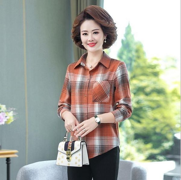 plaid shirt 2021 spring autumn middle age women long sleeve mother blouse casual plus size clothing women's blouses & shirts, White
plaid shirt 2021 spring autumn middle age women long sleeve mother blouse casual plus size clothing women's blouses & shirts, White