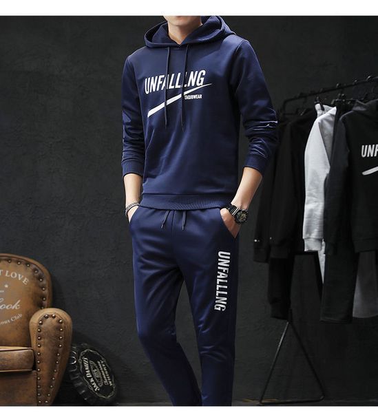 and tracksuits spring men's autumn leisure sports suit korean version of ins trend hooded long sleeve sweater two piece set, Gray
and tracksuits spring men's autumn leisure sports suit korean version of ins trend hooded long sleeve sweater two piece set, Gray