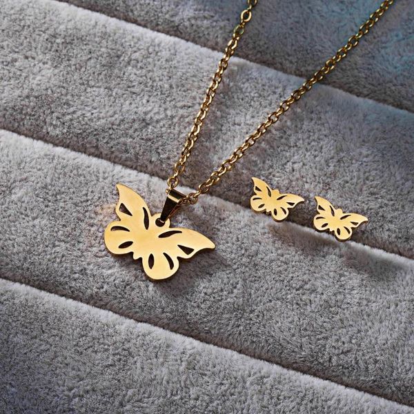 earrings & necklace rinhoo gold stainless steel hollow butterfly pendant stud earring set accessories gift for girlfriend, Silver
earrings & necklace rinhoo gold stainless steel hollow butterfly pendant stud earring set accessories gift for girlfriend, Silver