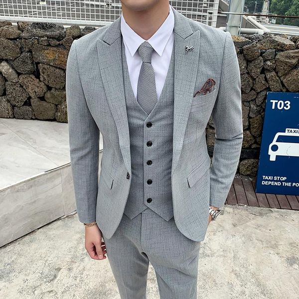 spring and autumn suits, high-quality wedding social dresses, three-piece light gray fashion elegant suits men's & blazers, White;black
spring and autumn suits, high-quality wedding social dresses, three-piece light gray fashion elegant suits men's & blazers, White;black