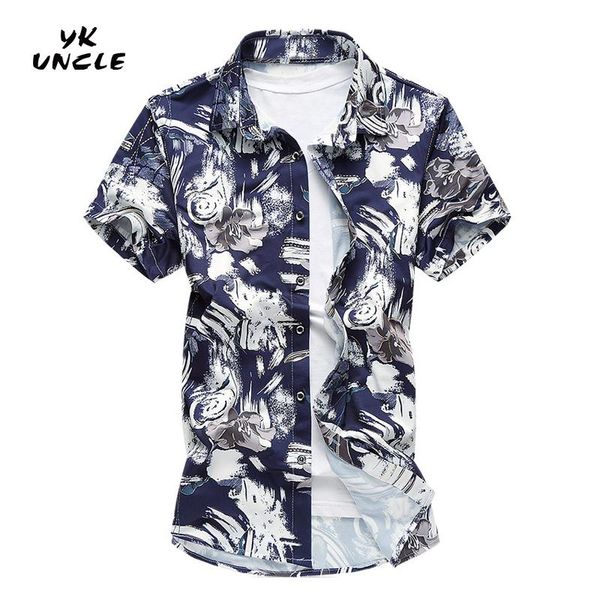 

brand summer 2021 floral shirt mens mercerized ccotton camisa cuadros men dress shirts short sleeve man -7xl men's casual, White;black