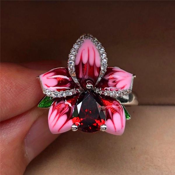 wedding rings charm female pink flower ring fashion bridal red stone vintage jewelry promise love engagement for women, Slivery;golden
wedding rings charm female pink flower ring fashion bridal red stone vintage jewelry promise love engagement for women, Slivery;golden