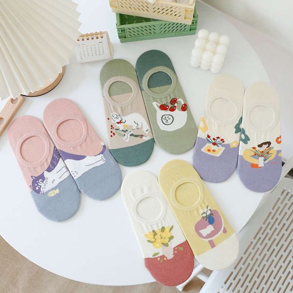 pairs of spring and summer creative illustration ship socks women's fresh invisible non slip heel, Black;white
pairs of spring and summer creative illustration ship socks women's fresh invisible non slip heel, Black;white