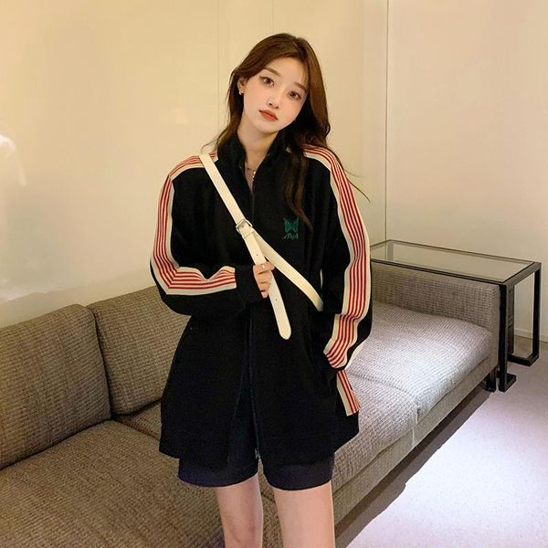 women's jackets autumn and winter 2021 loose korean baseball uniform zipper striped short coat casual sports jacket, Black;brown
women's jackets autumn and winter 2021 loose korean baseball uniform zipper striped short coat casual sports jacket, Black;brown