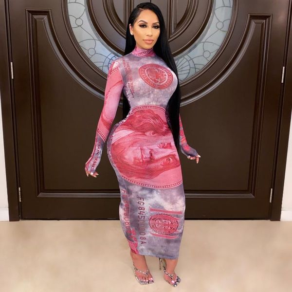 women dollar printed mesh long dress sheer see through round neck spring autumn fashion dresses outfit casual, Black;gray
women dollar printed mesh long dress sheer see through round neck spring autumn fashion dresses outfit casual, Black;gray