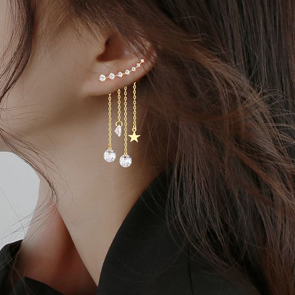 morivovog 925 sterling silver zircon star chain tassel long women korea light luxury earrings fashion jewelry 2021, Golden
morivovog 925 sterling silver zircon star chain tassel long women korea light luxury earrings fashion jewelry 2021, Golden