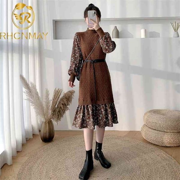 winter elegant long vintage waist dress women floral stitching knitted o-neck pullover korean vestidos 210520, Black;gray
winter elegant long vintage waist dress women floral stitching knitted o-neck pullover korean vestidos 210520, Black;gray