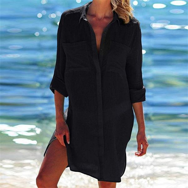 swimsuits woman 2021 beach dress chiffon cardigan long sleeve loose swimwear pareo bikini cover up blouse women sarong women's, White;black
swimsuits woman 2021 beach dress chiffon cardigan long sleeve loose swimwear pareo bikini cover up blouse women sarong women's, White;black